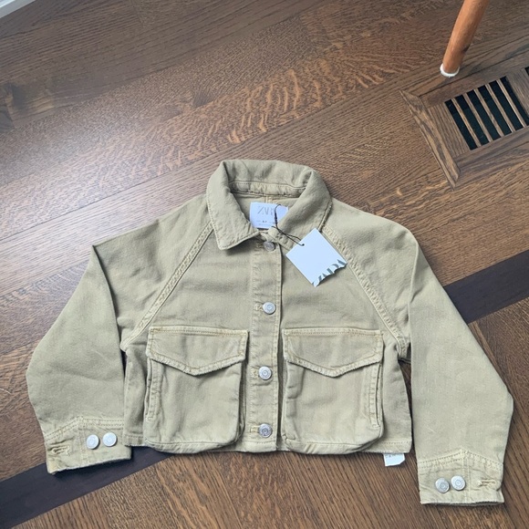 ZARA Cargo Light Green Denim Spring Jacket Youth Boys SZ 6-7 BRAND NEW With Tag - Picture 10 of 14